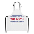 Grandpa: The Man, The Myth, The Bad Influence funny grandpa apron, front view