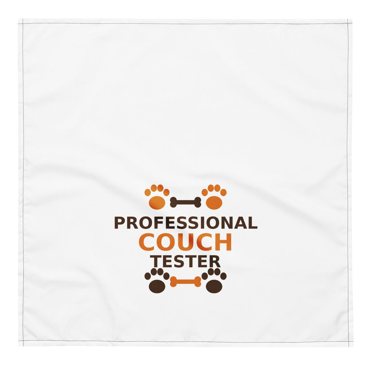 Professional Couch Tester funny pet dog bandana, front view