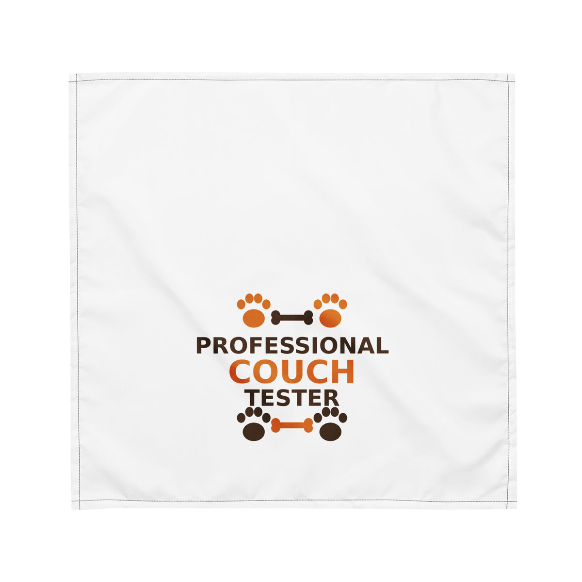 Professional Couch Tester funny pet dog bandana, front view