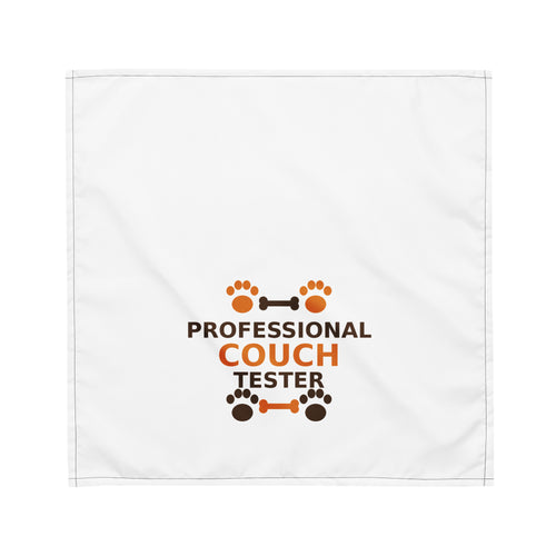 Professional Couch Tester funny pet dog bandana, front view