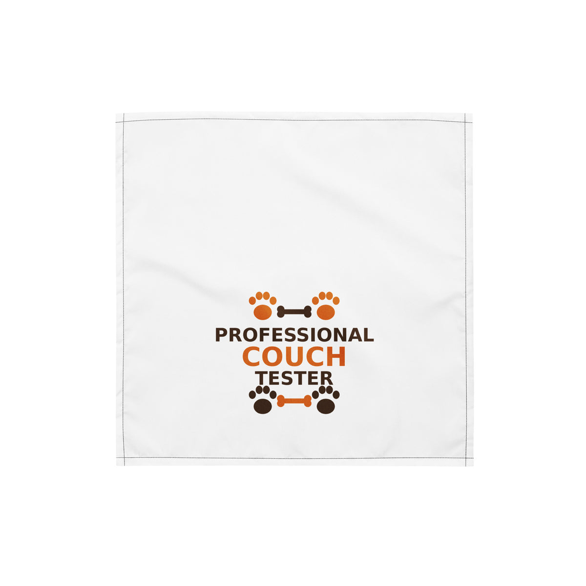 Professional Couch Tester funny pet dog bandana, front view