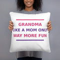 Grandma: Like A Mom, Only Way More Fun funny grandma throw pillow, front view