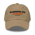 Running On Scrubs funny nurse dad hat in Khaki, front view