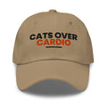 Cats Over Cardio cat lover dad hat in Khaki, front view