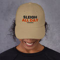 Sleigh All Day funny Christmas dad hat in Khaki, front view