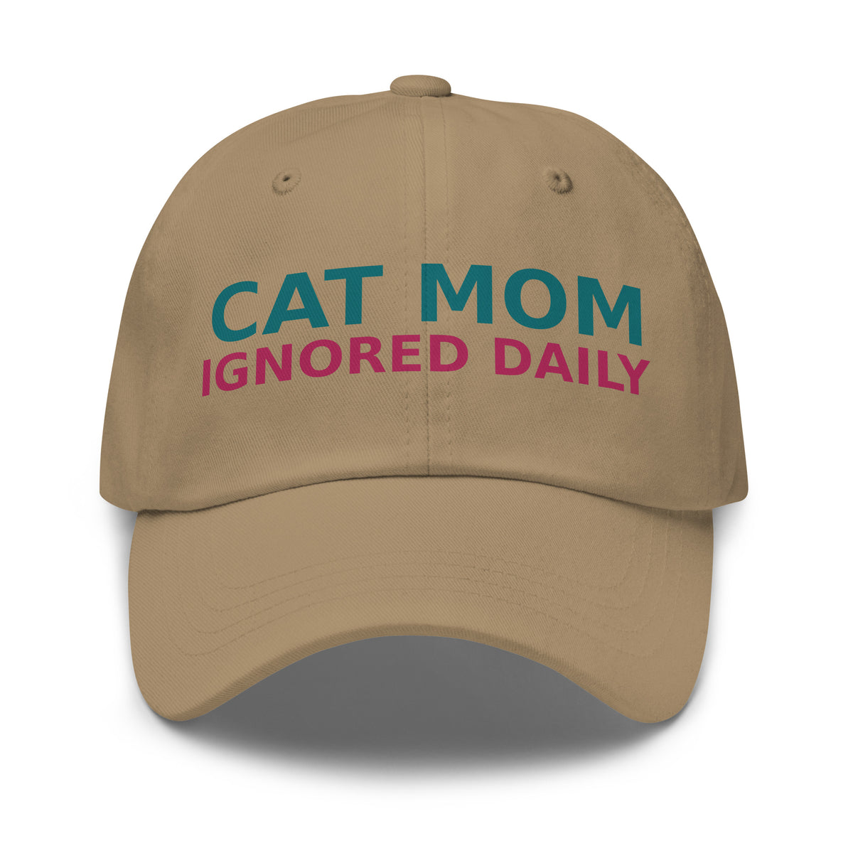 Cat Mom: Ignored Daily, Loved Anyway cat mom dad hat in Khaki, front view