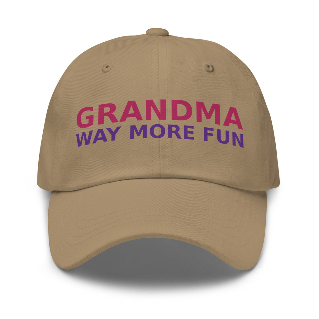 Grandma: Like A Mom, Only Way More Fun funny grandma dad hat in Khaki, front view