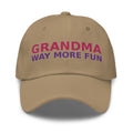 Grandma: Like A Mom, Only Way More Fun funny grandma dad hat in Khaki, front view
