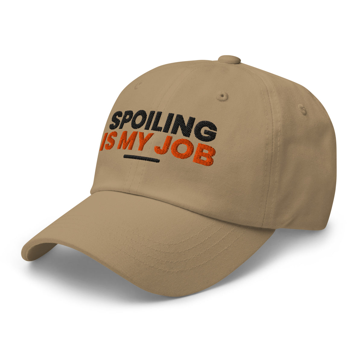 Spoiling Is My Job funny grandma dad hat in Khaki, left front view