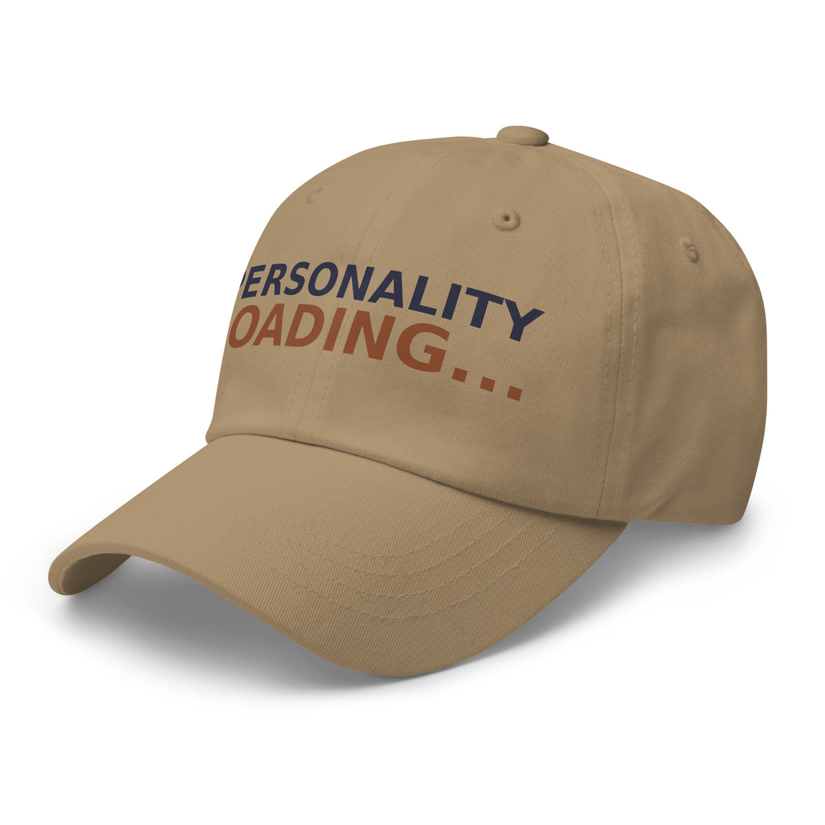 Personality Loading... Please Add Coffee coffee lover dad hat in Khaki, left front view