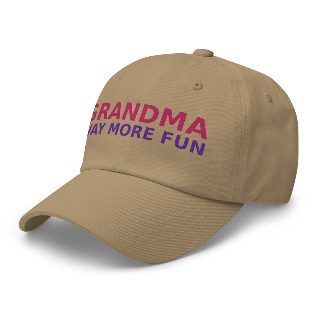 Grandma: Like A Mom, Only Way More Fun funny grandma dad hat in Khaki, left front view