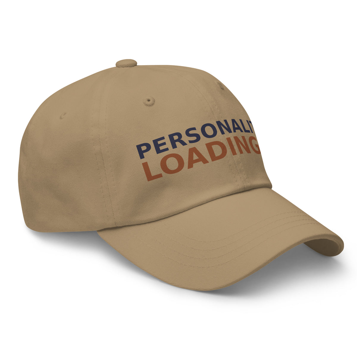 Personality Loading... Please Add Coffee coffee lover dad hat in Khaki, right front view