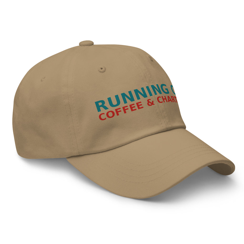 Running On Coffee, Charting & A Full Bladder funny nurse dad hat in Khaki, right front view