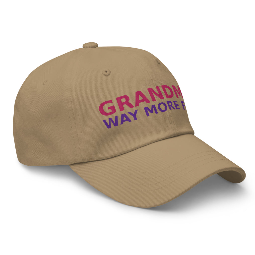 Grandma: Like A Mom, Only Way More Fun funny grandma dad hat in Khaki, right front view
