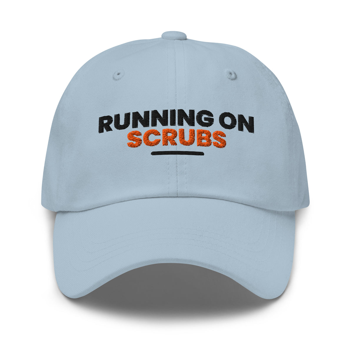 Running On Scrubs funny nurse dad hat in Light Blue, front view