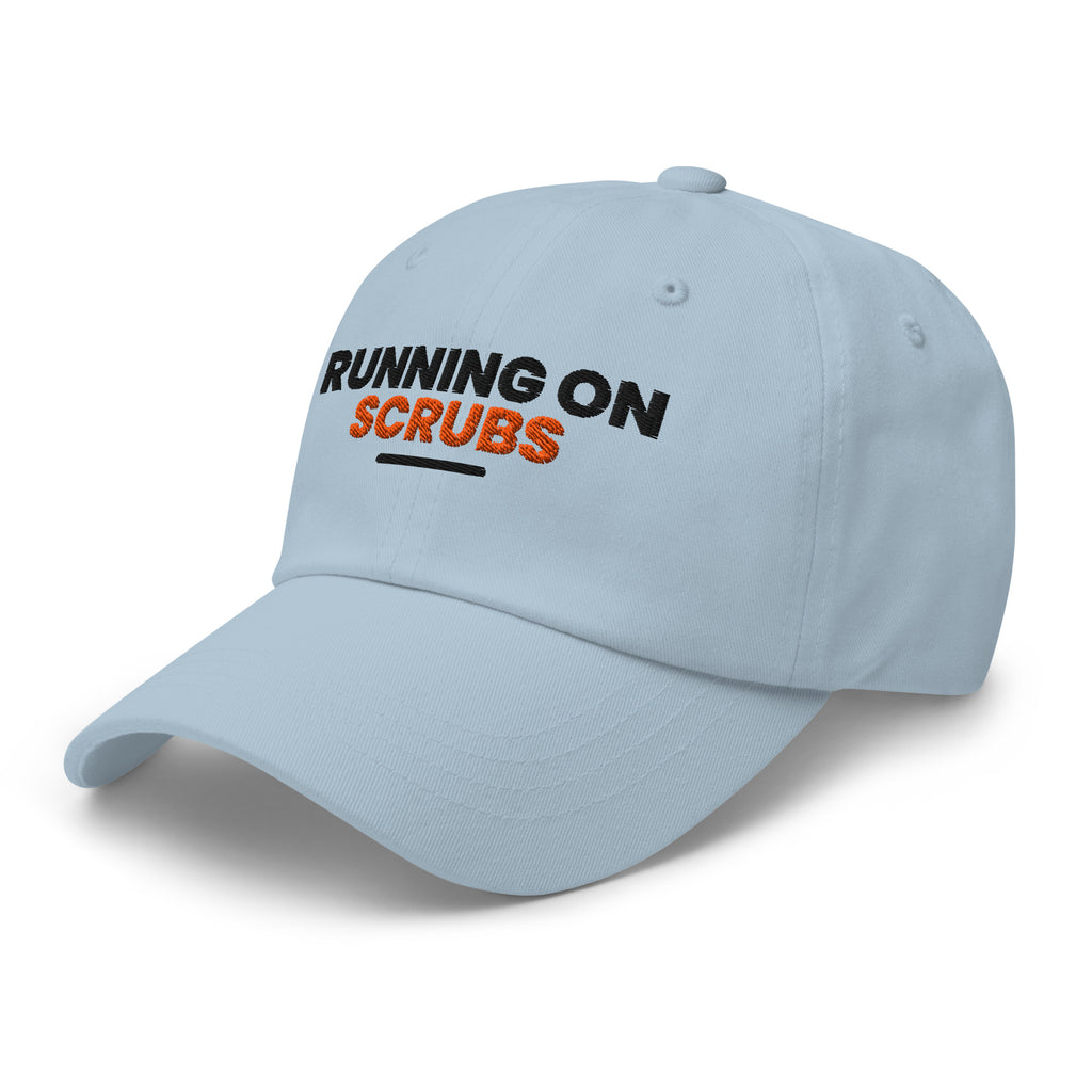 Running On Scrubs funny nurse dad hat in Light Blue, left front view