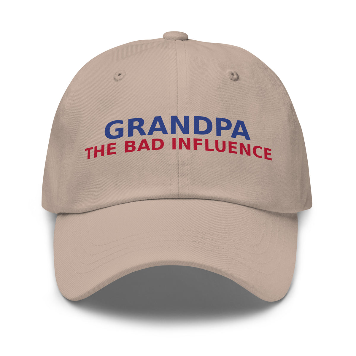 Grandpa: The Man, The Myth, The Bad Influence funny grandpa dad hat in Stone, front view