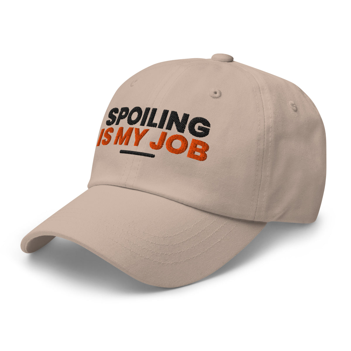 Spoiling Is My Job funny grandma dad hat in Stone, left front view