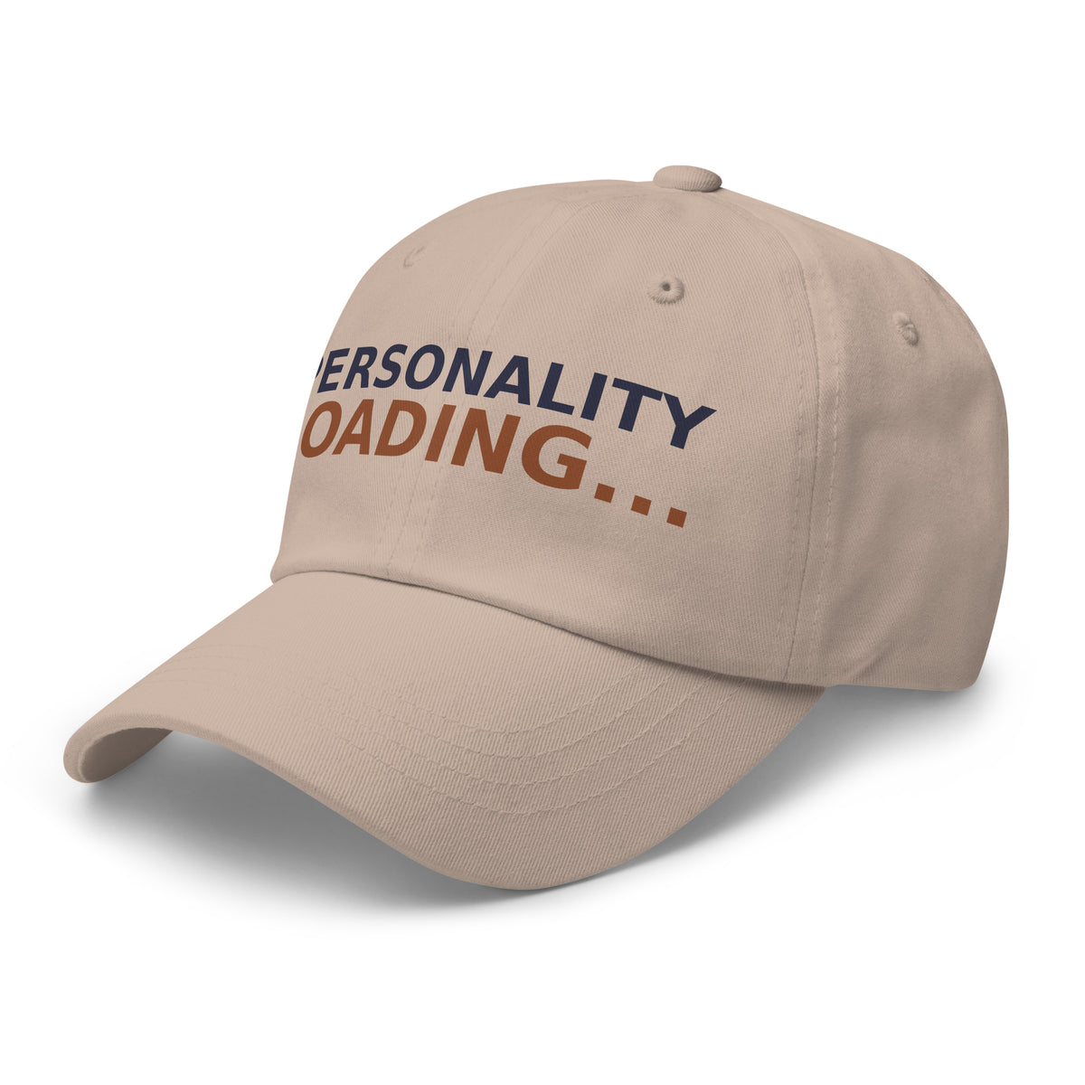 Personality Loading... Please Add Coffee coffee lover dad hat in Stone, left front view
