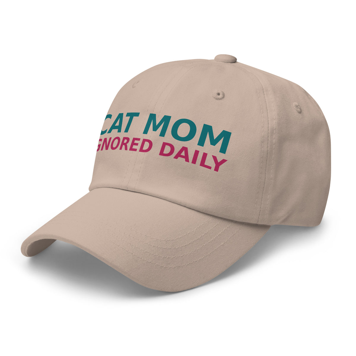 Cat Mom: Ignored Daily, Loved Anyway cat mom dad hat in Stone, left front view