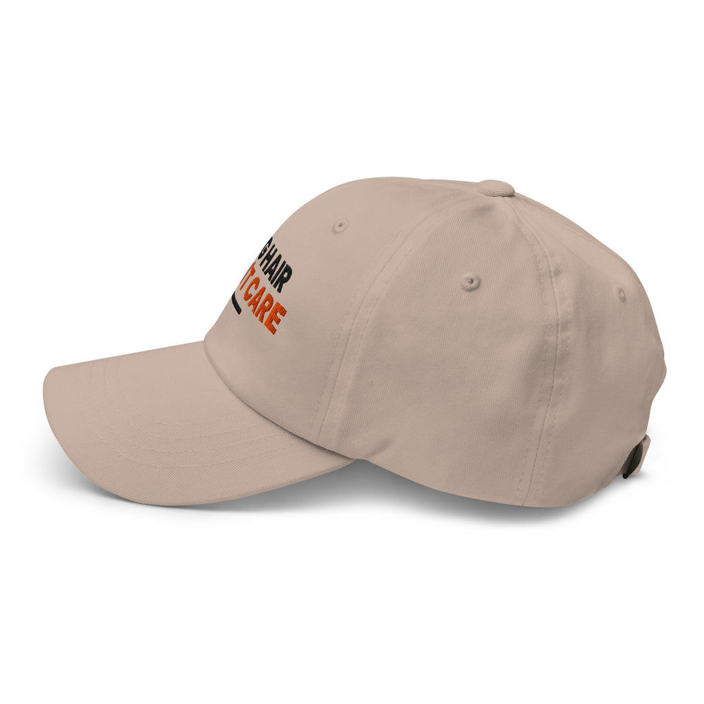 Dog Hair Don't Care dog lover dad hat in Stone, left side view