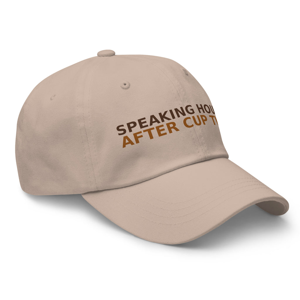 Speaking Hours Begin After Cup Two dad hat by Little Laughs Co.