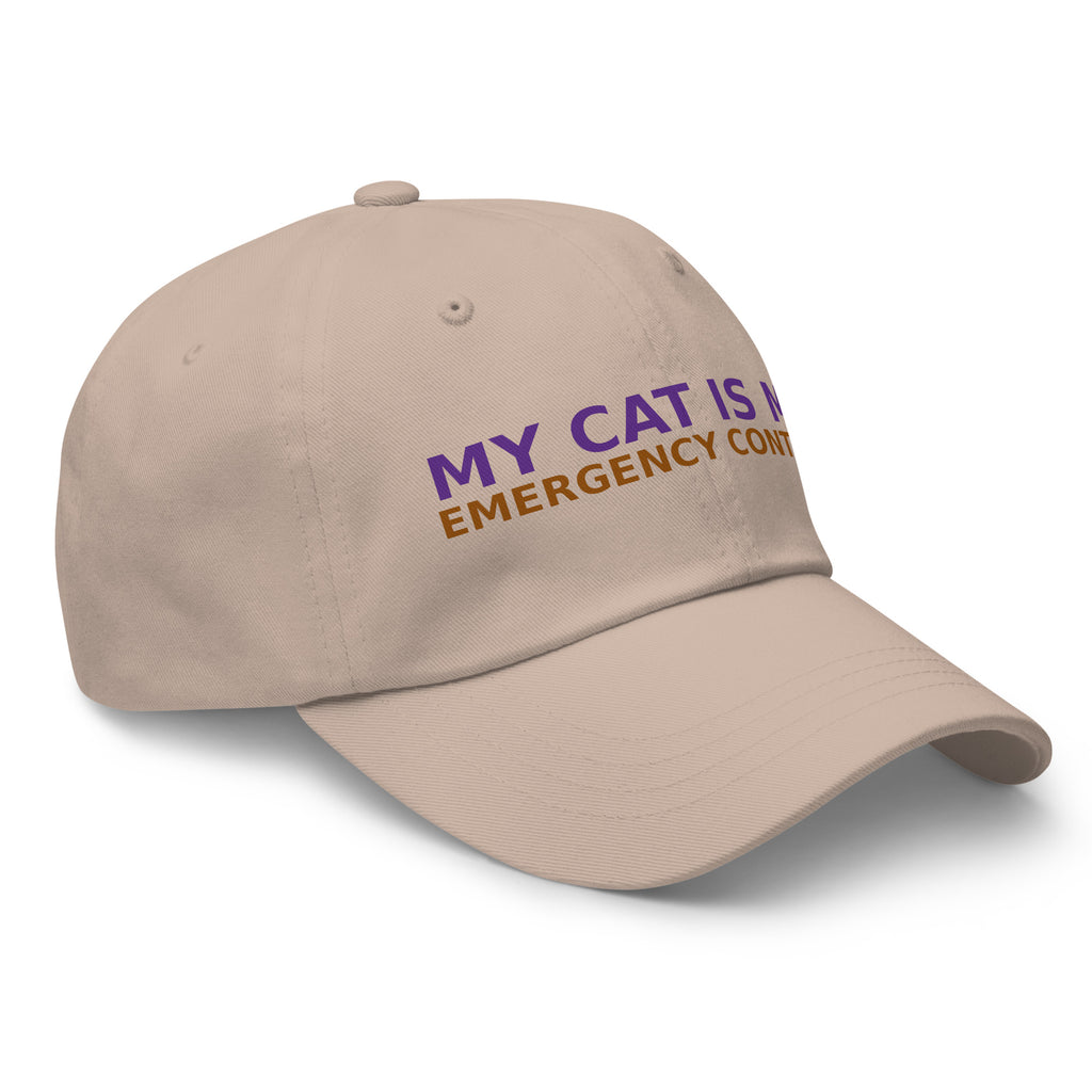 My Cat Is My Emergency Contact cat lover dad hat in Stone, right front view