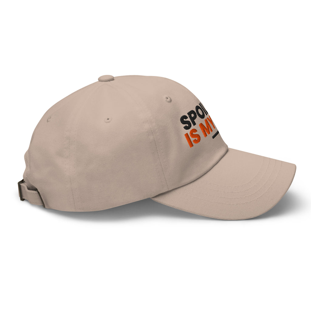 Spoiling Is My Job funny grandma dad hat in Stone, right side view