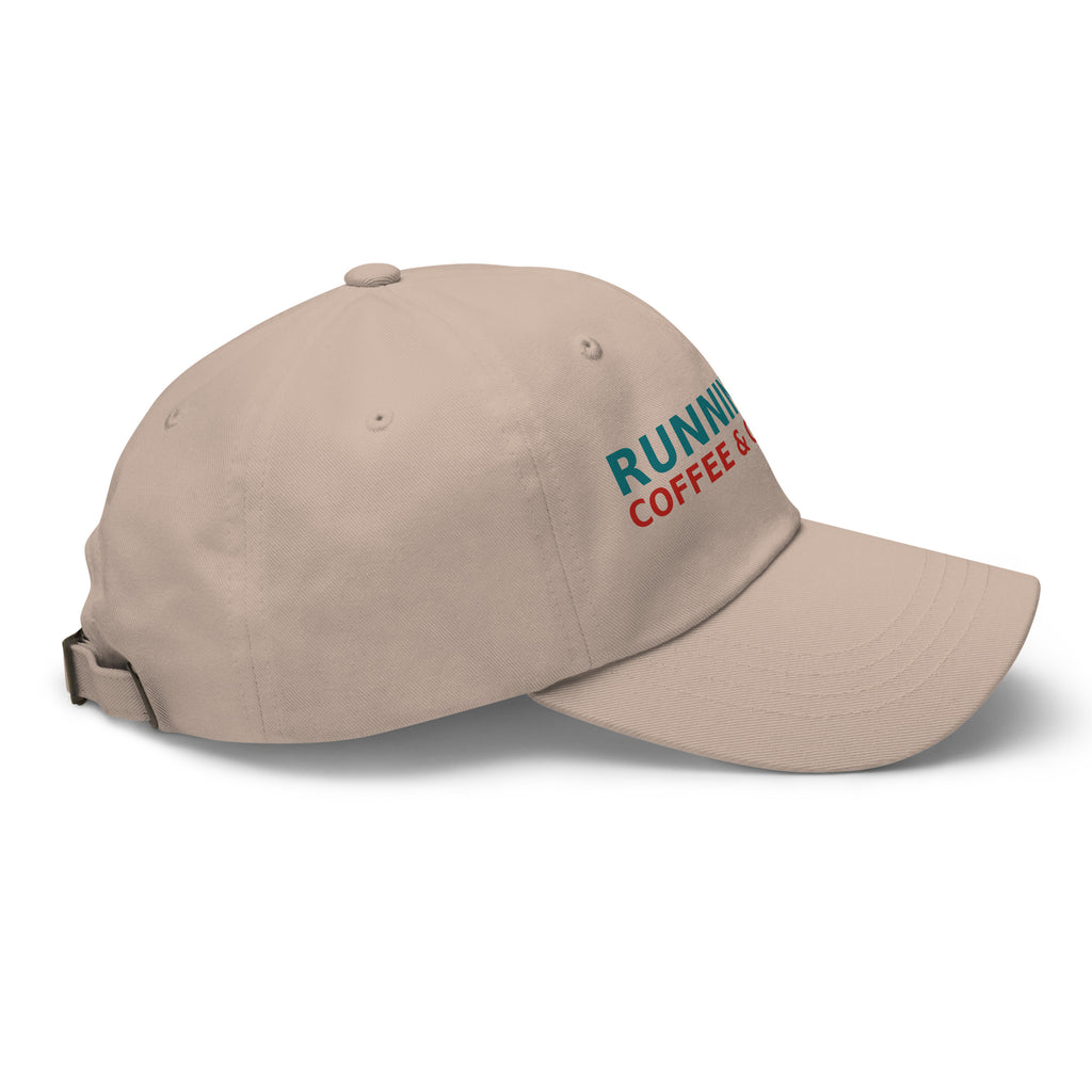 Running On Coffee, Charting & A Full Bladder funny nurse dad hat in Stone, right side view