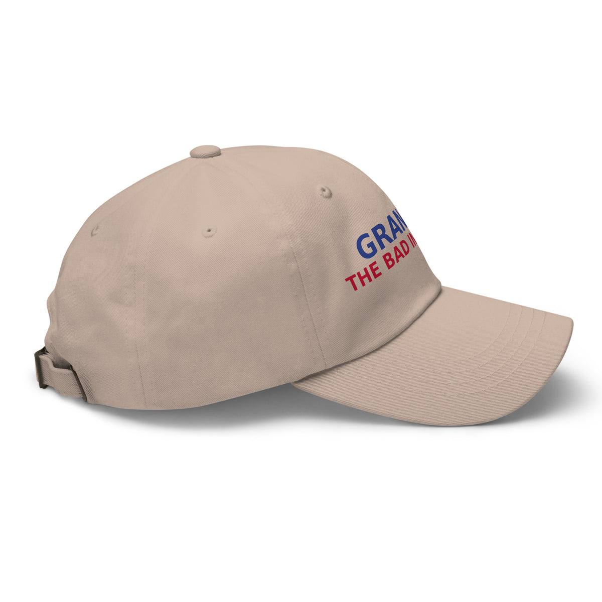 Grandpa: The Man, The Myth, The Bad Influence funny grandpa dad hat in Stone, right side view