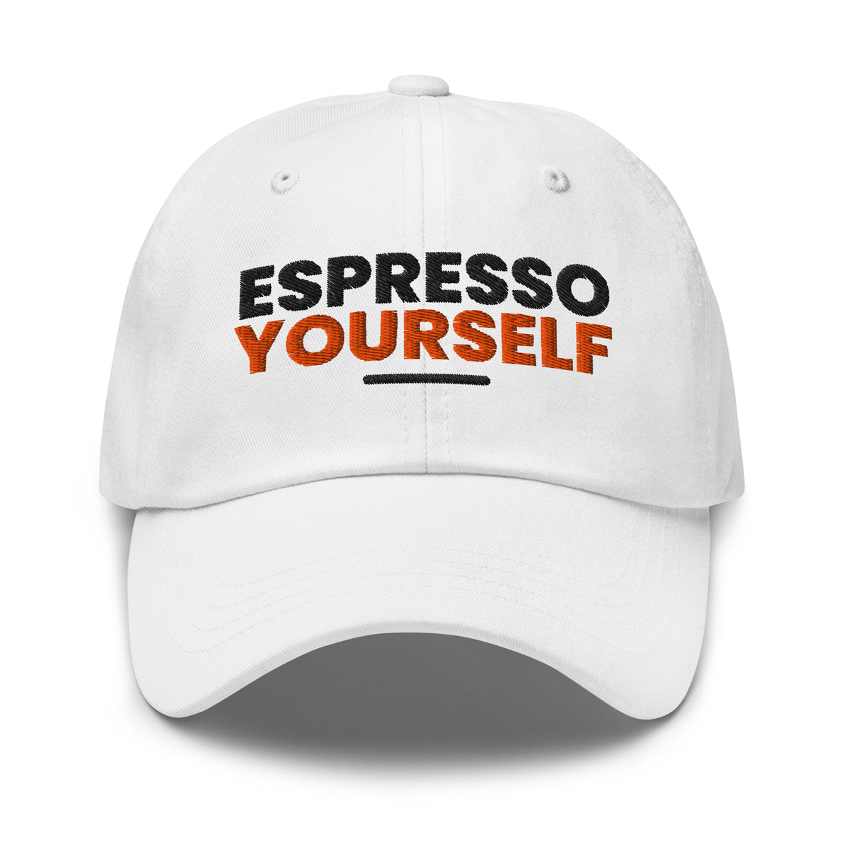Espresso Yourself coffee lover dad hat in White, front view