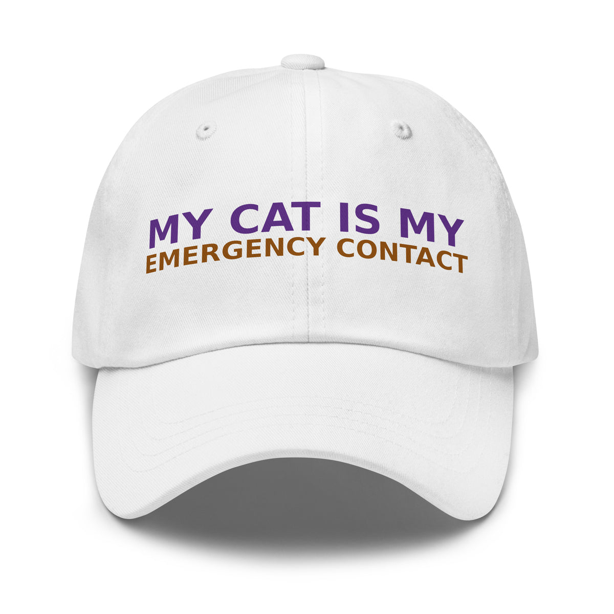 My Cat Is My Emergency Contact cat lover dad hat in White, front view