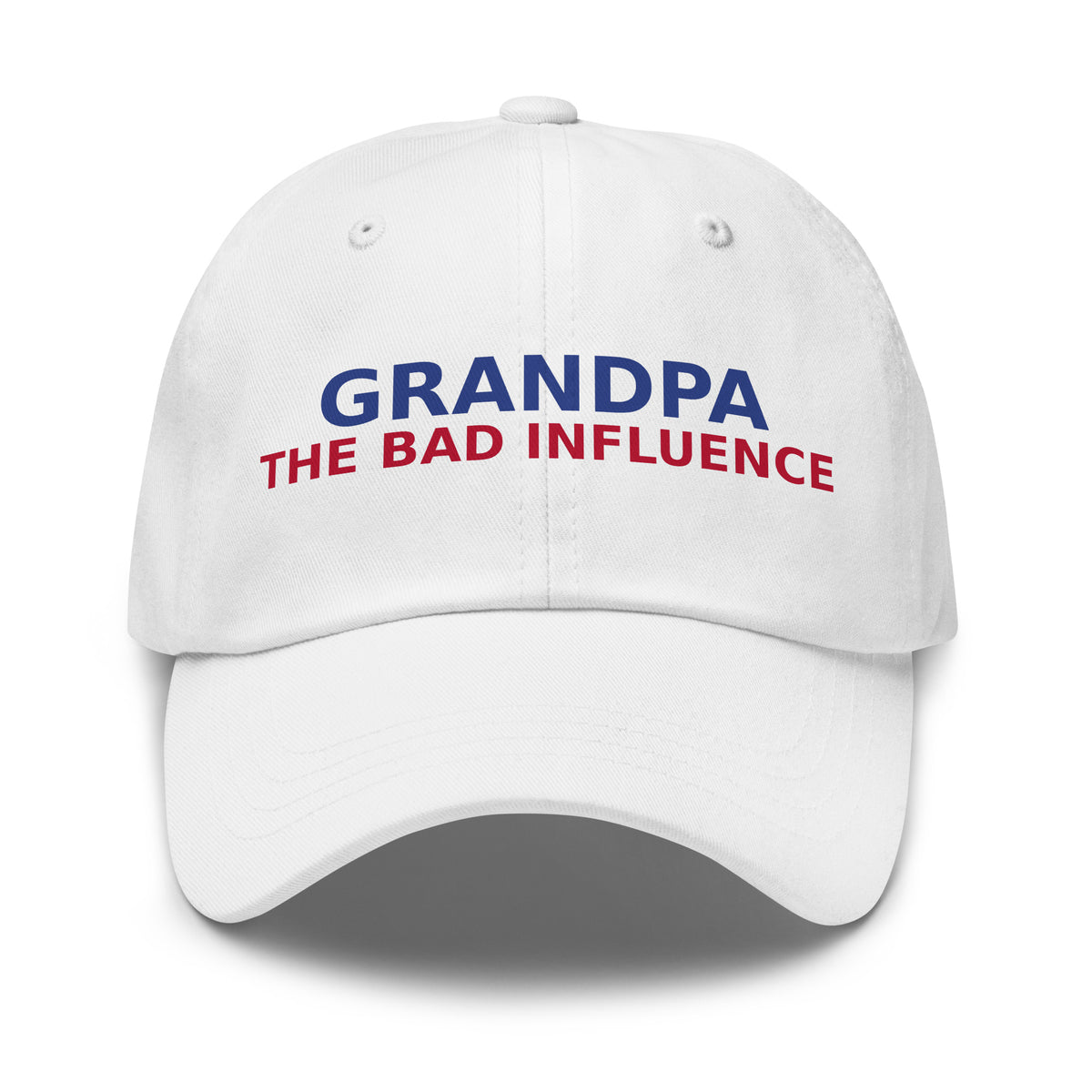Grandpa: The Man, The Myth, The Bad Influence funny grandpa dad hat in White, front view