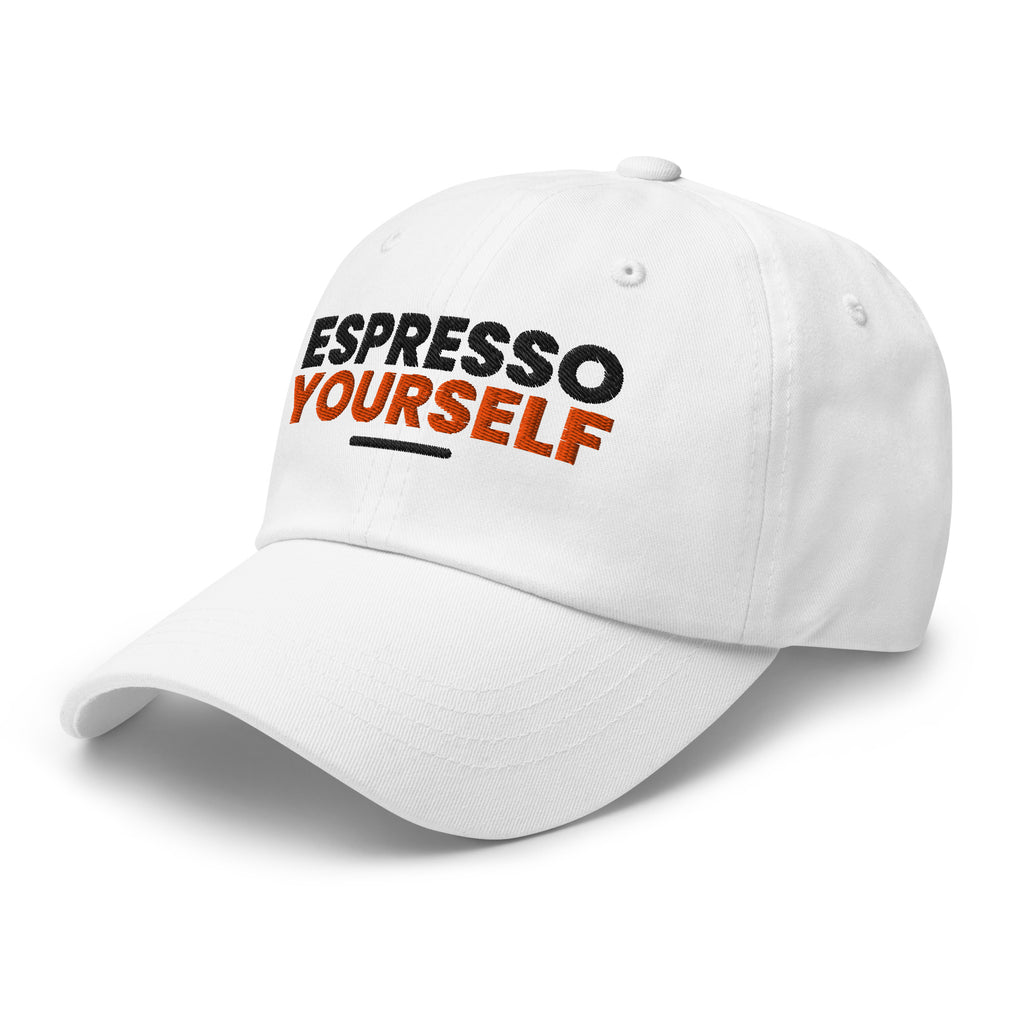 Espresso Yourself coffee lover dad hat in White, left front view