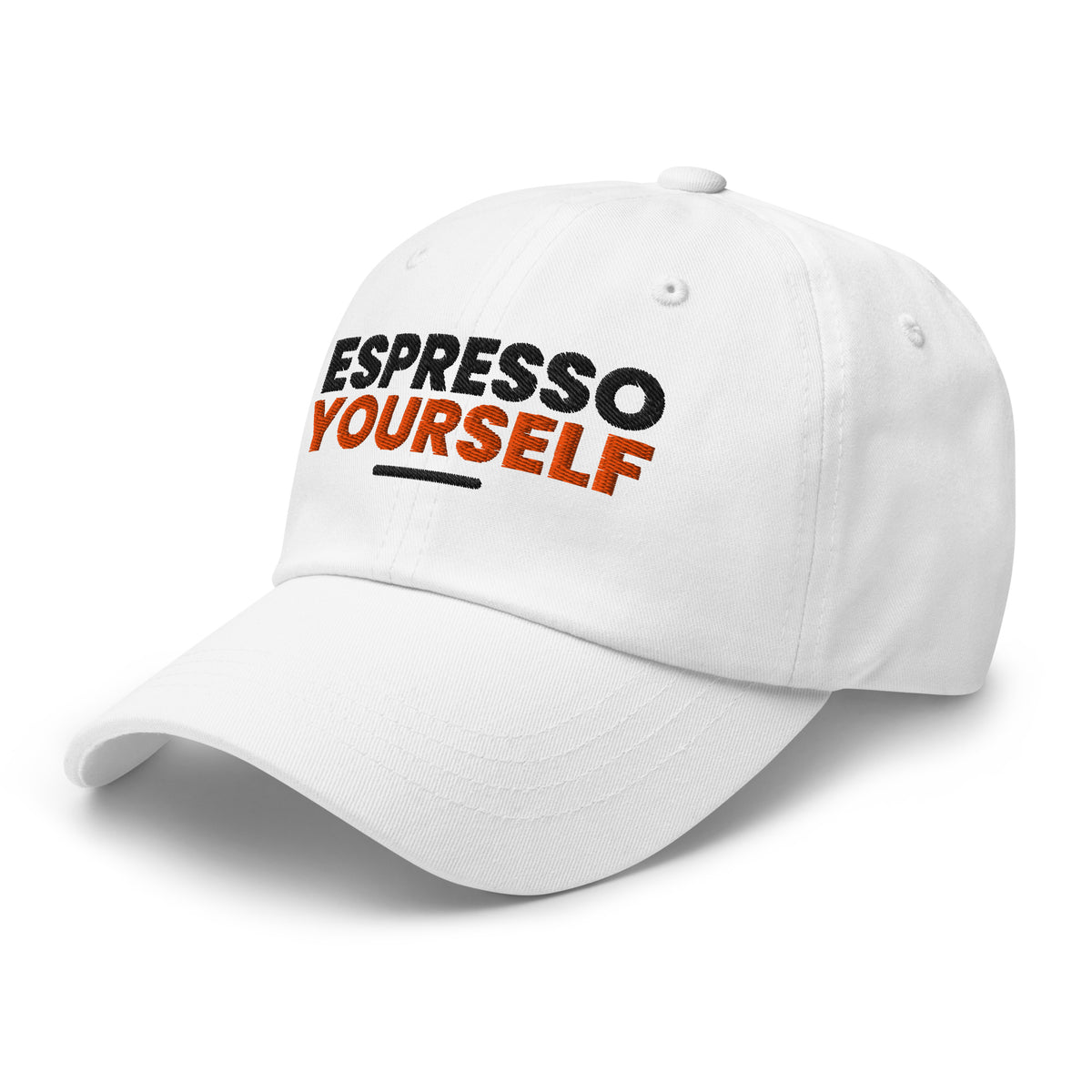 Espresso Yourself coffee lover dad hat in White, left front view