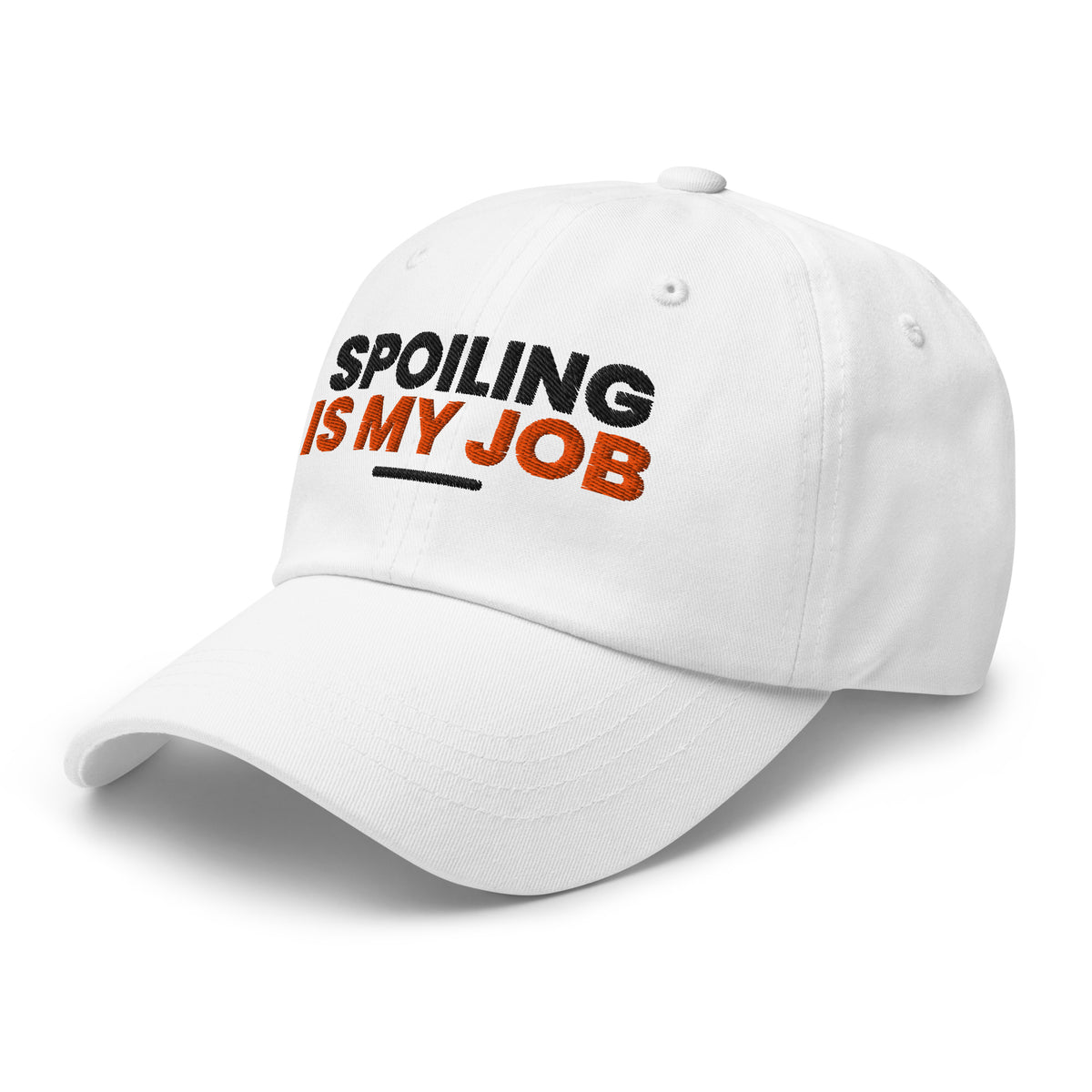Spoiling Is My Job funny grandma dad hat in White, left front view