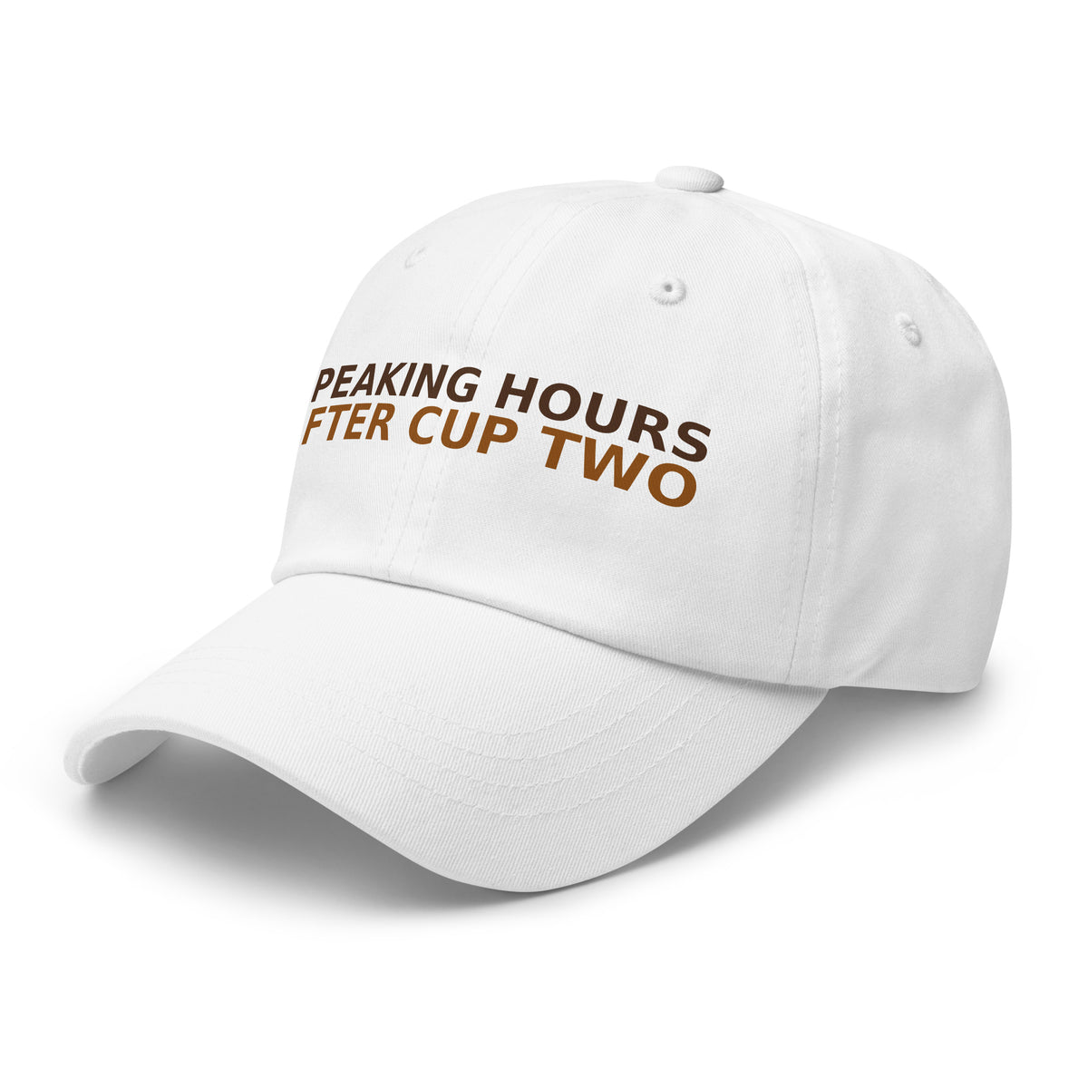 Speaking Hours Begin After Cup Two dad hat by Little Laughs Co.