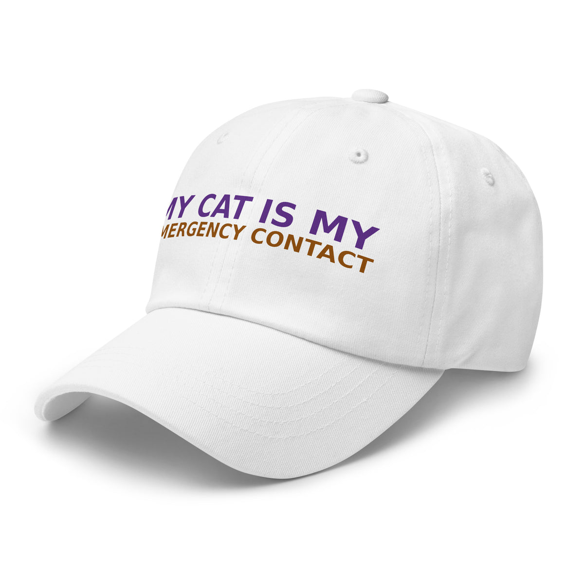 My Cat Is My Emergency Contact cat lover dad hat in White, left front view