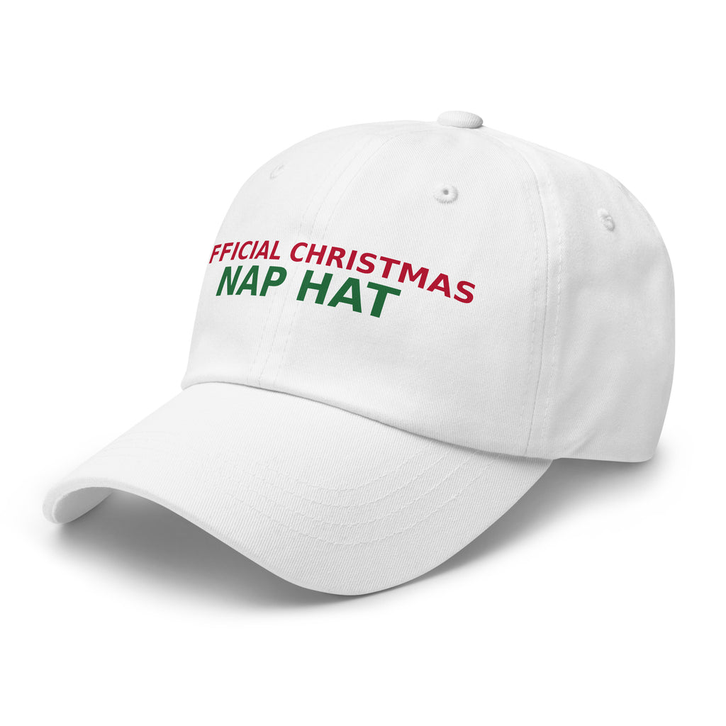 This Is My Official Christmas Nap funny Christmas dad hat in White, left front view