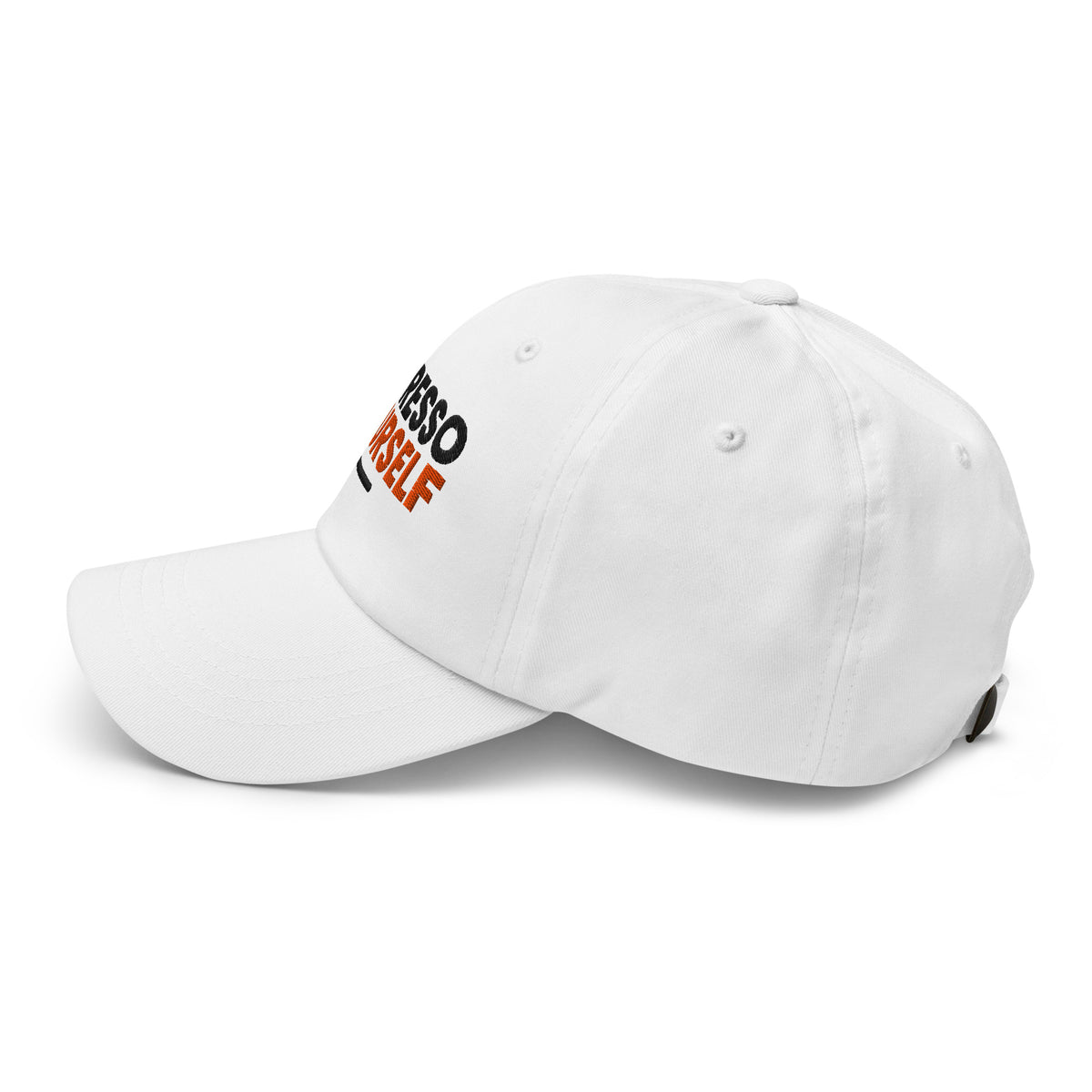 Espresso Yourself coffee lover dad hat in White, left side view