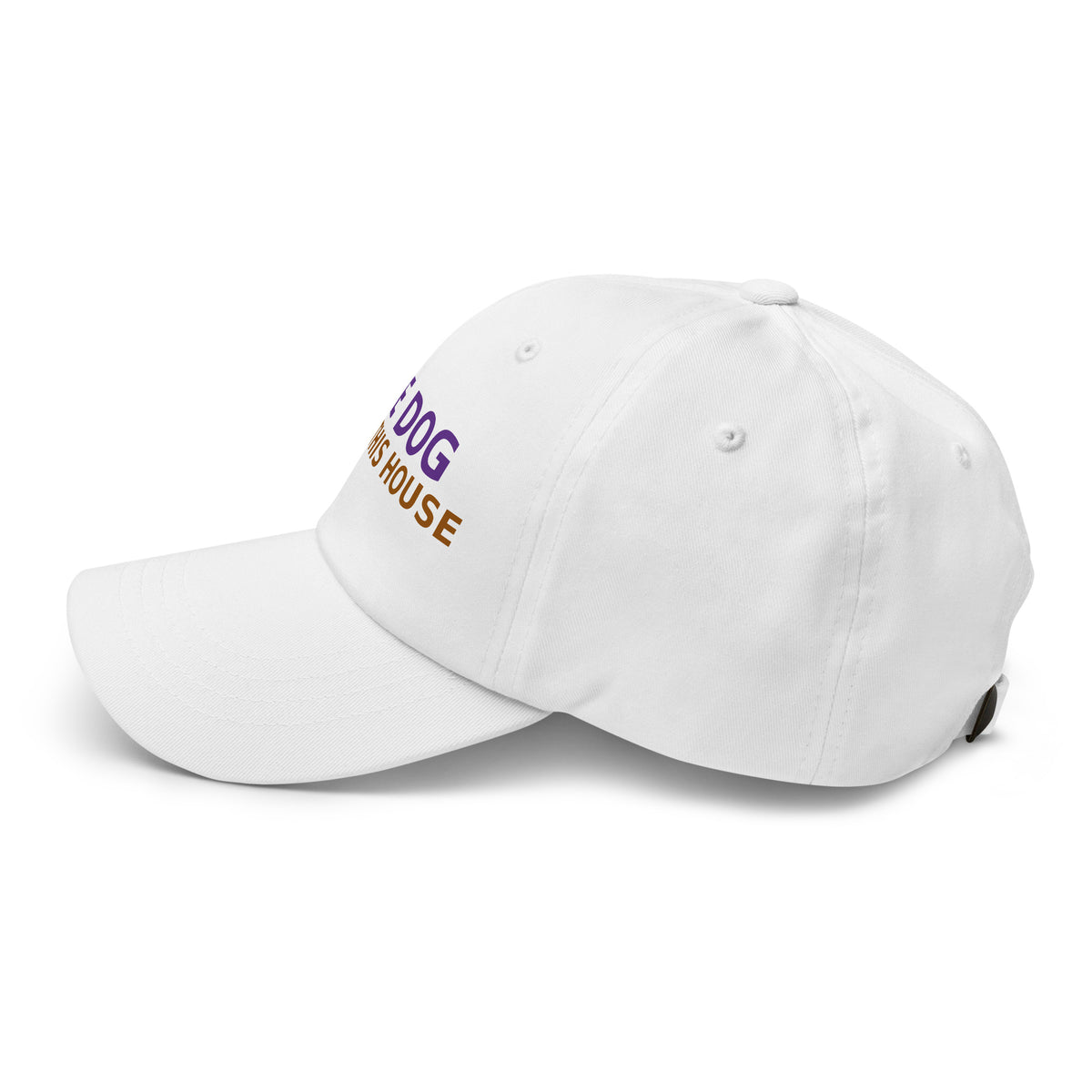 The Dog Runs This House, I Just Pay Rent dog lover dad hat in White, left side view