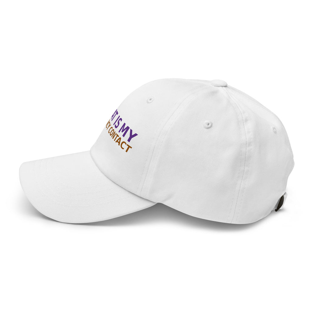 My Cat Is My Emergency Contact cat lover dad hat in White, left side view