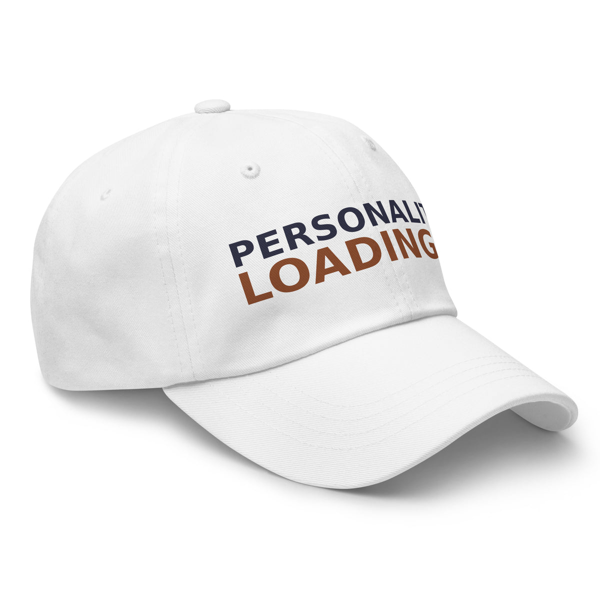 Personality Loading... Please Add Coffee coffee lover dad hat in White, right front view