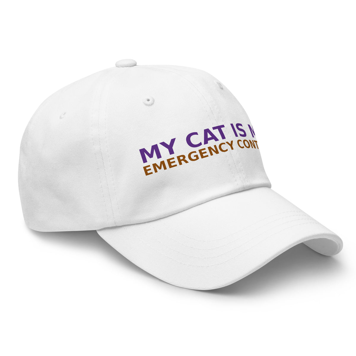 My Cat Is My Emergency Contact cat lover dad hat in White, right front view