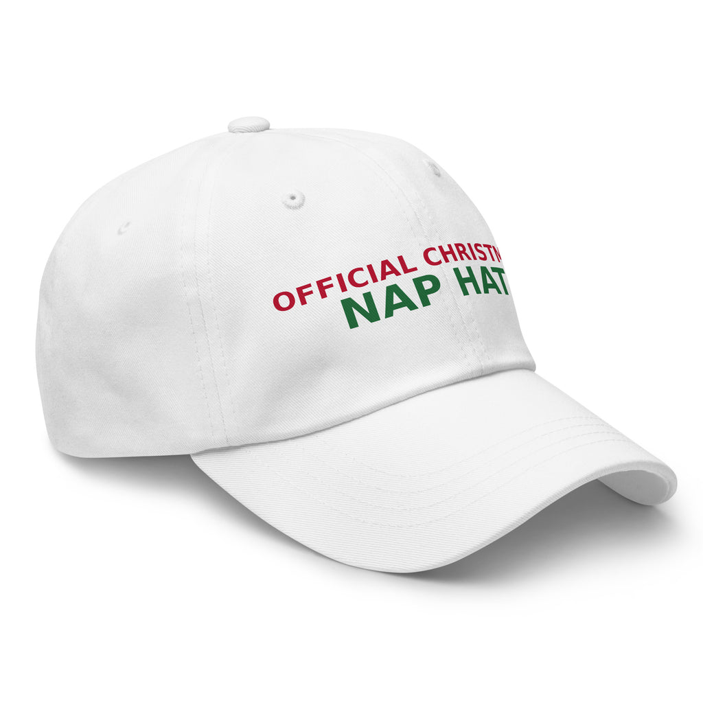 This Is My Official Christmas Nap funny Christmas dad hat in White, right front view