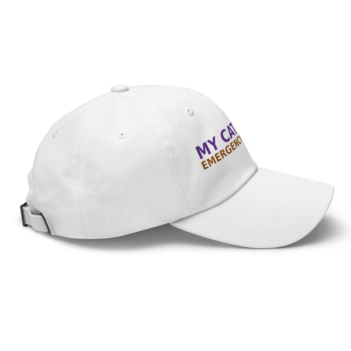 My Cat Is My Emergency Contact cat lover dad hat in White, right side view