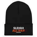 Sleigh All Day funny Christmas beanie in Black, front view