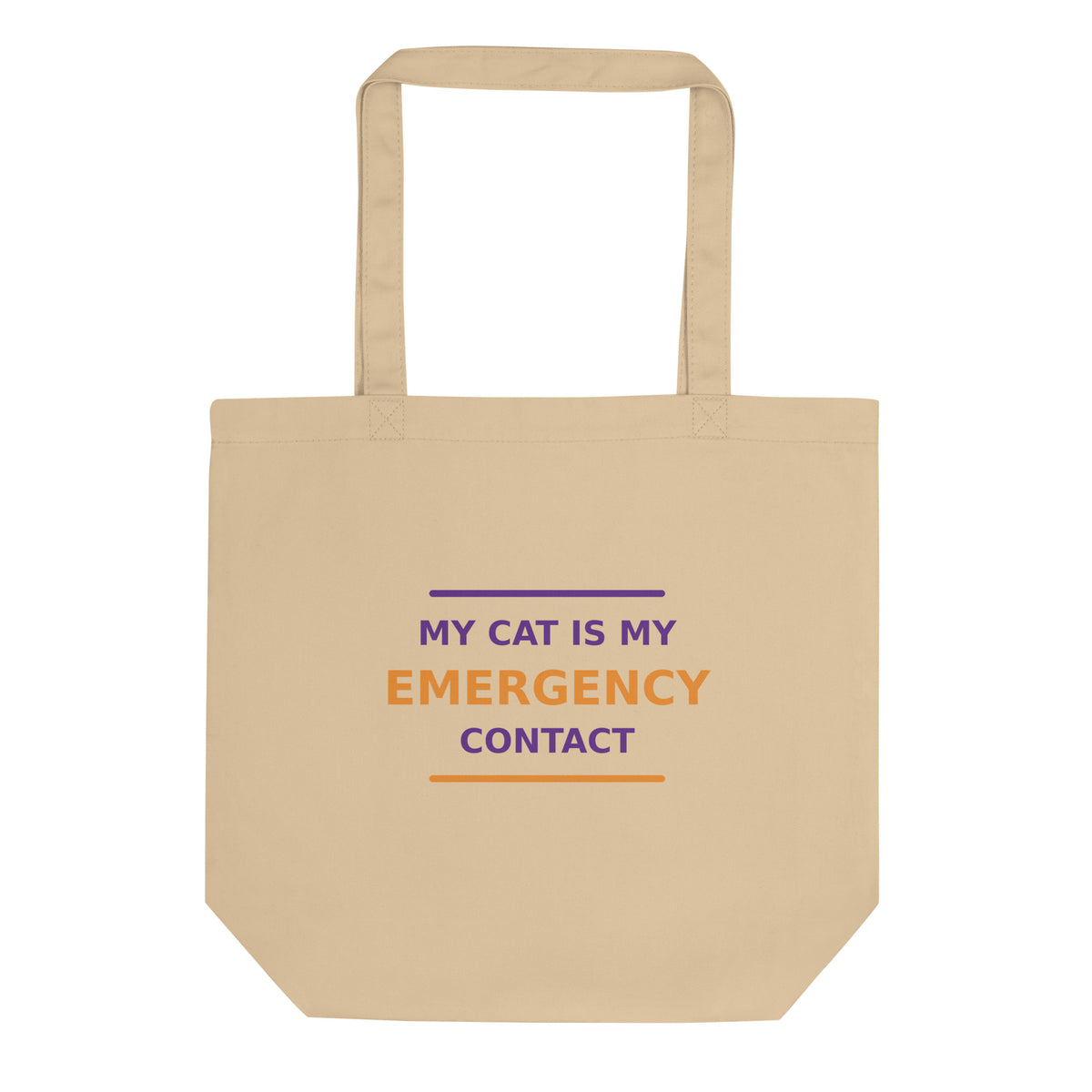 My Cat Is My Emergency Contact cat lover tote bag, front view