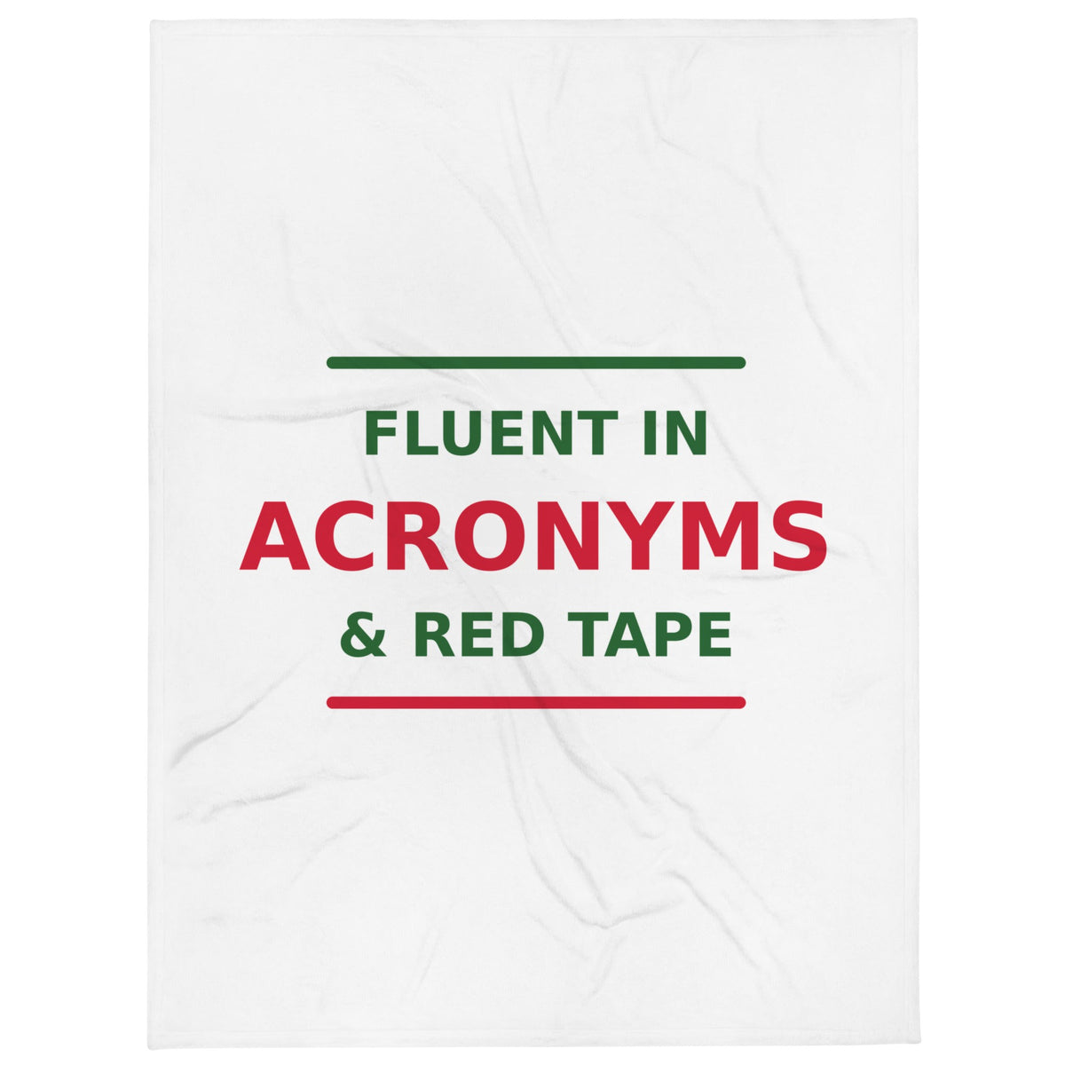Fluent In Acronyms & Red Tape funny coworker throw blanket