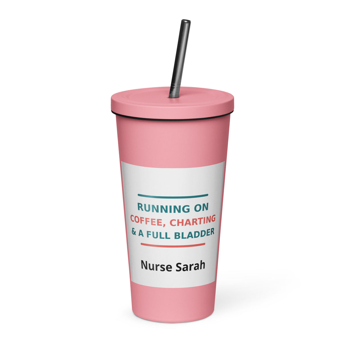 Running On Coffee, Charting & A Full Bladder tumbler in Pink by Little Laughs Co.